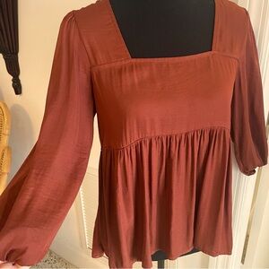 DOLAN Anthropologie Long Sleeve Cocoa Brown Top! Excellent condition! Sm